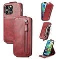 thumbnail image 1 of SaniMore for iPhone 14 Pro Magnetic Closure Top & Bottom Flip Wallet Case, Premium PU Leather Cover with Car Mount Card Slot & Adjustable Kickstand Full Body Protective Shell, Red, 1 of 9