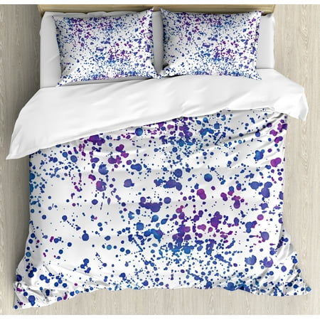 Purple King Size Duvet Cover Set Splattered Blue And Paint Purple King Size Duvet Cover Set Splattered Blue And Paint Drops On White Background
