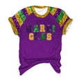 thumbnail image 4 of Vinsonshop Women Mardi Gras Shirt Graphic T Shirts T Shirts for Women Loose Fit Loose Fitting Tops for Women Graphic Tee Carnival Party Tshirt Fat Tuesday Holiday Wear for Women Purple L, 4 of 4