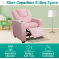thumbnail image 6 of YSNW Push Back Kids Recliner Chair with Footrest & Cup Holders, Push Back Toddler Recliner with Cup Holder,Chenille Kids' Recliners for Age 3+,Pink, 6 of 11
