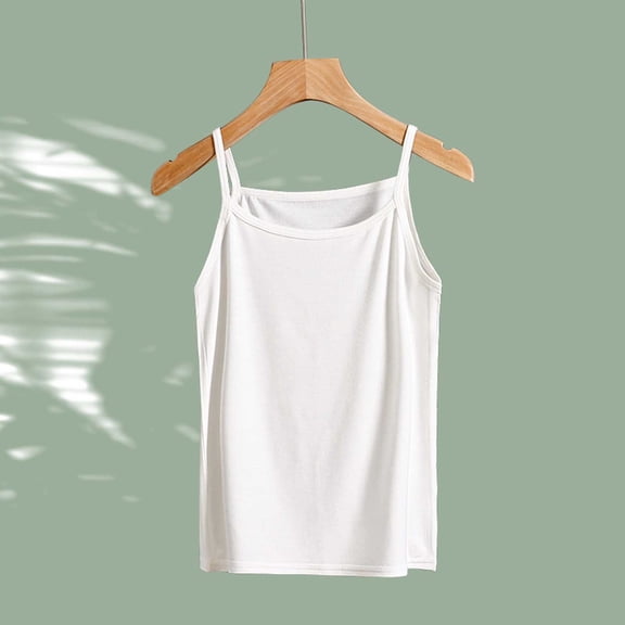 Teylalorva Girls Cami Tank Tops Square Neck Sleeveless Comfort Soft Kids Summer Casual Fashion Underwear White Size 6