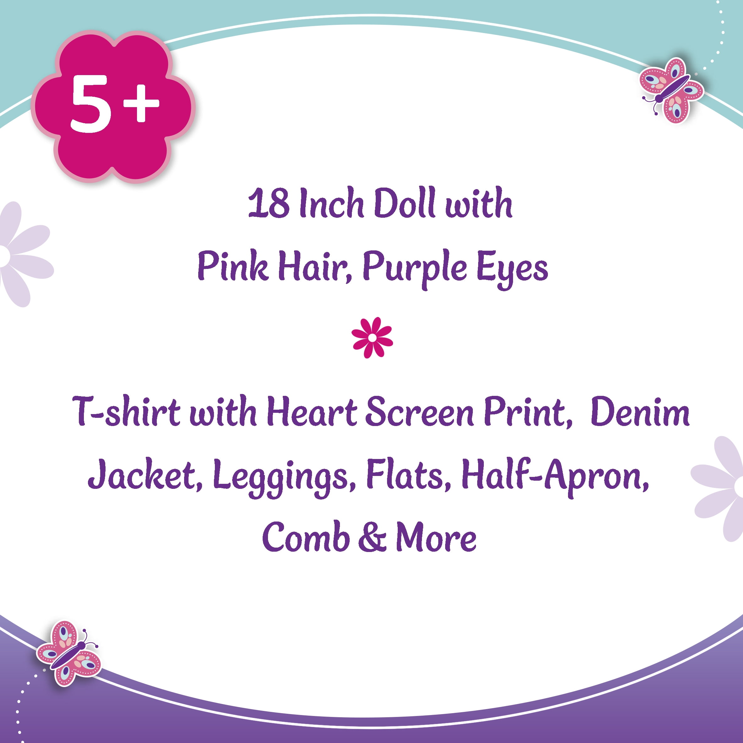 My Life As Amora Hairstylist Posable 18-inch Doll, Pink Hair, Purple Eyes