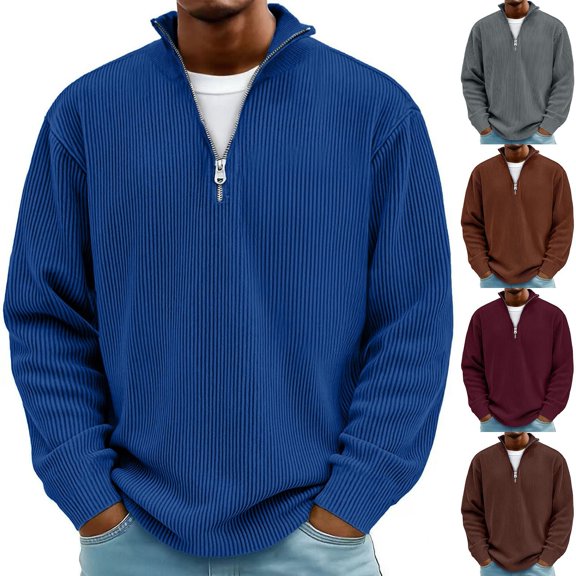 KeShDi Quarter Zip Pullover Men T Shirts for Man Long Sleeve Men's Casual Fashion Long Sleeve Tops Ribbed Stand Collar Quarter Zip Long Sleeve Stand Collar Top/shirt Wine 3X