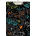 thumbnail image 2 of 12.5"x9" Skateboard Pattern Clipboards, Standard A4 Letter Size Nursing Clipboard with Low Profile Metal Clip Decorative Clip Board for Office Supplies,Silver, 2 of 7