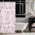 thumbnail image 3 of Erosebridal Pink Cowgirl Boot Letter Bow Shower Curtain 72Wx78L for Girls, Western Star Background Alphabet Waterproof Bath Curtain, 3 of 5