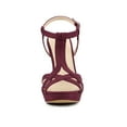 thumbnail image 6 of BLISSFUL STEP Women T Strap Slingback Platform Stiletto Heel Sandals Burgundy 7, 6 of 7