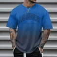 thumbnail image 4 of Caqnni Male Summer Beach Print T Shirt Short Sleeve O Neck Tops Gradient color T Shirt (Blue,M), 4 of 4