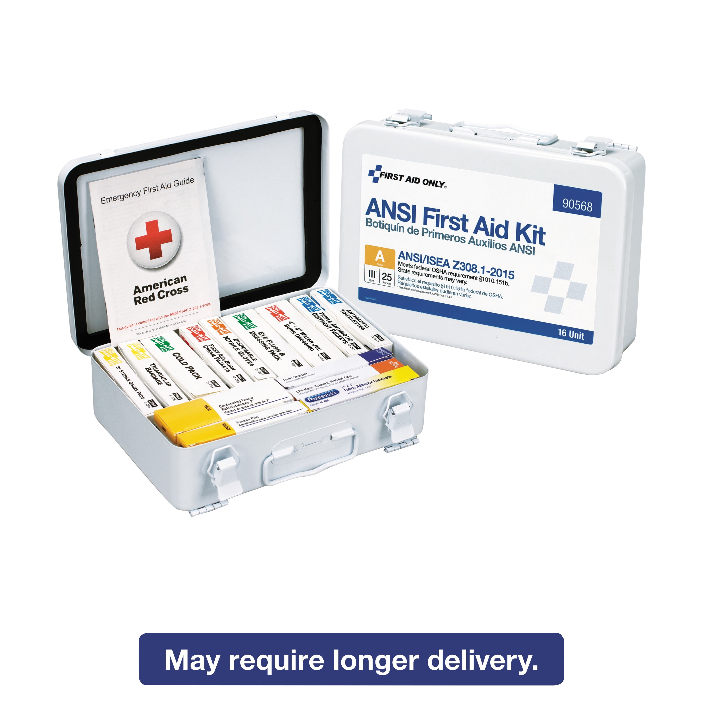 First Aid Only Unitized ANSI Compliant Class A Type III First Aid Kit for 25 People, 16 Units