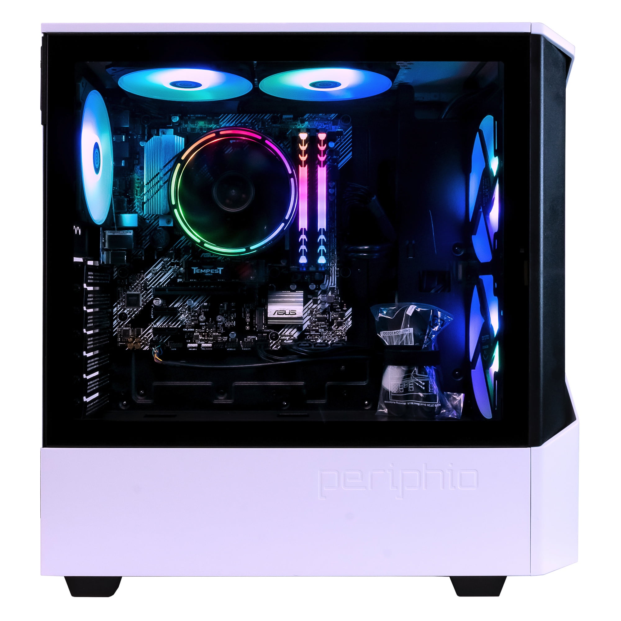 Periphio Castle Prebuilt Gaming PC - AMD Ryzen 7 5700G CPU (4.6GHz Turbo), 32GB DDR4 RGB RAM, Radeon Vega 8 Graphics, 1TB NVMe Solid State SSD, Windows 11 Gaming Computer Desktop, WiFi + BT