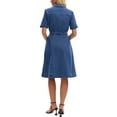 thumbnail image 3 of INSPIRE CHIC Women's Denim Dress Button Down Short Sleeve Belted Casual Jean Shirt Dresses M Blue, 3 of 6