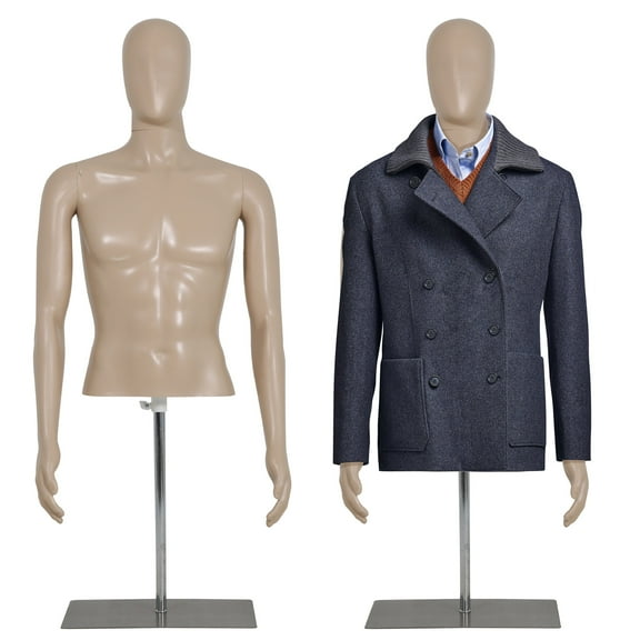 YRLLENSDAN 42-59 Inch Male Mannequin Torso, Height Adjustable Dress Form Mannequin Detachable Arms Mannequin Stand Sewing Manikin Display Dress Mannequin Clothing Form with Metal Base Stand, Nature