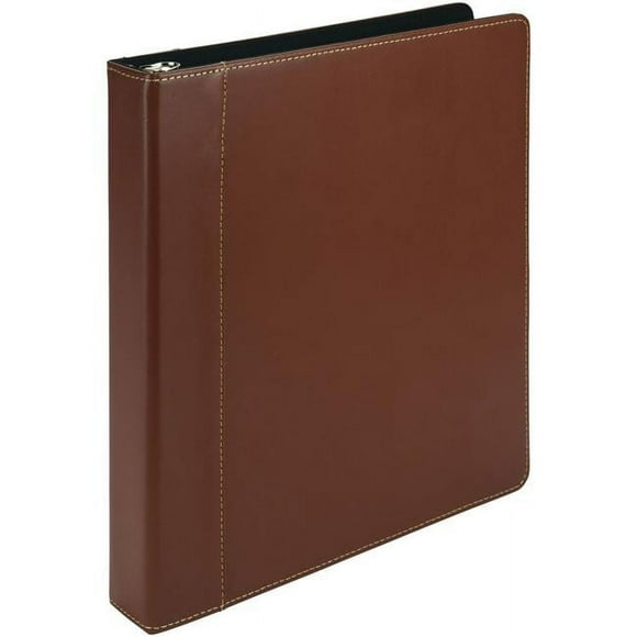Samsill SAM15712 Classeur à Anneaux en Cuir à Couture Contrastée 1 Po, Beige - Format Lettre