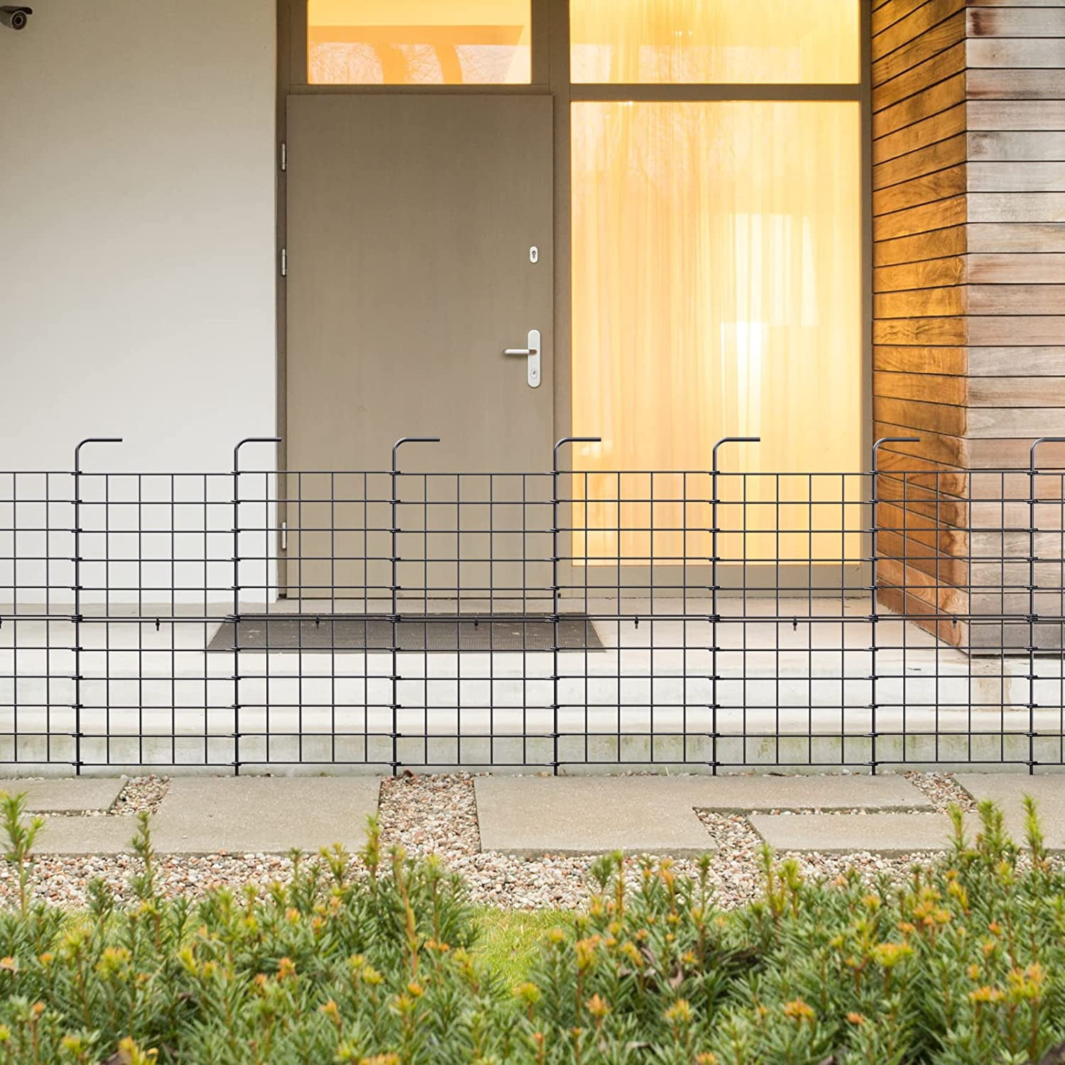 32 Pack Decorative Garden Fence Outdoor 24in x 22ft Coated Metal RustProof Landscape Wrought Iron Wire Border Folding Fences Flower Bed Fencing Barrier Section Panels Decor Picket Edging