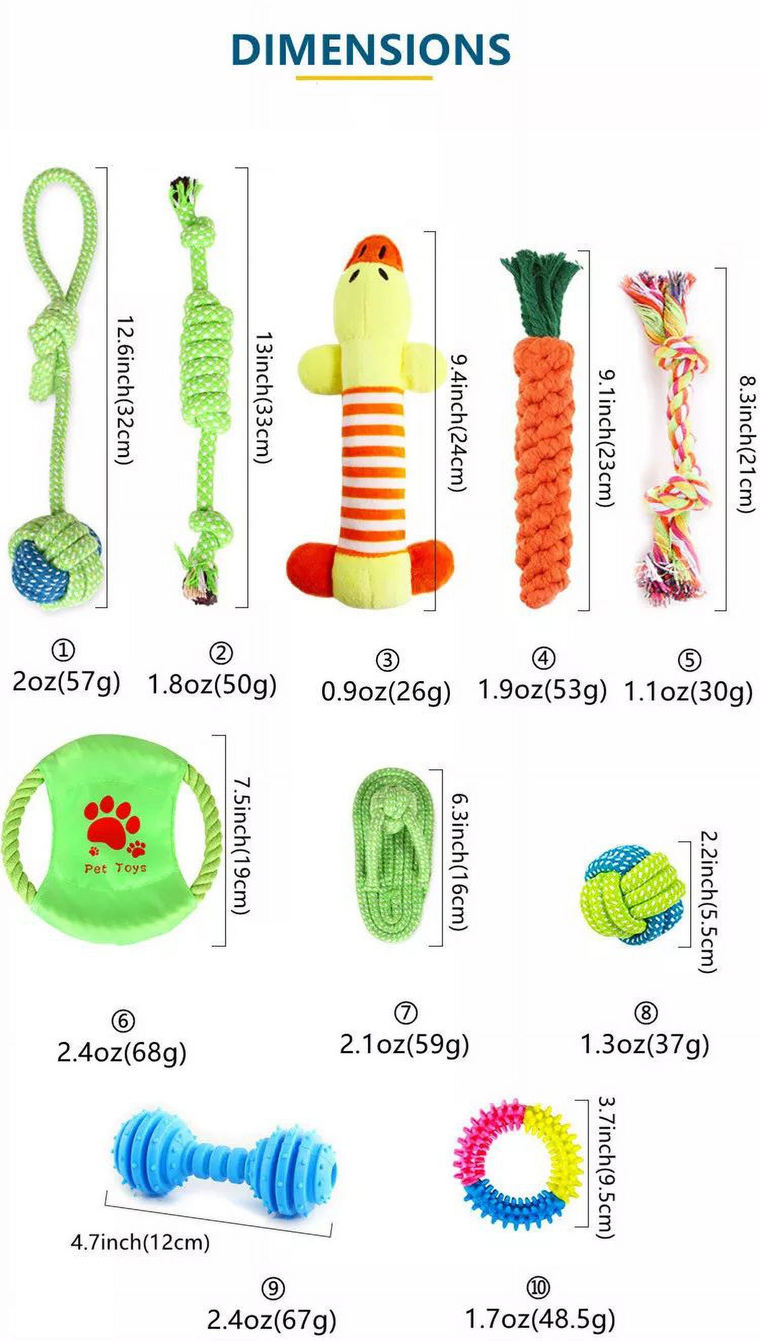 Dog Toys for Chewers Puppy Teething Chew Rope Treats Toy Fun 10 Pack