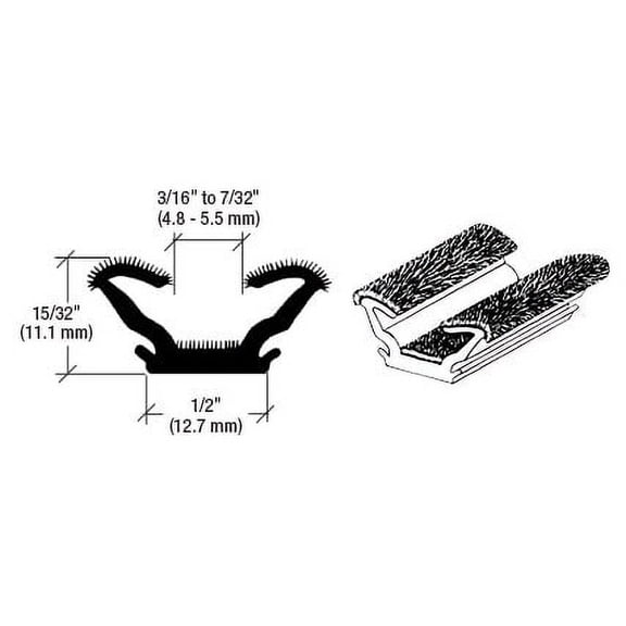 CRL AS134096 96" Flexible Flocked Rubber Glass Run Channel Black