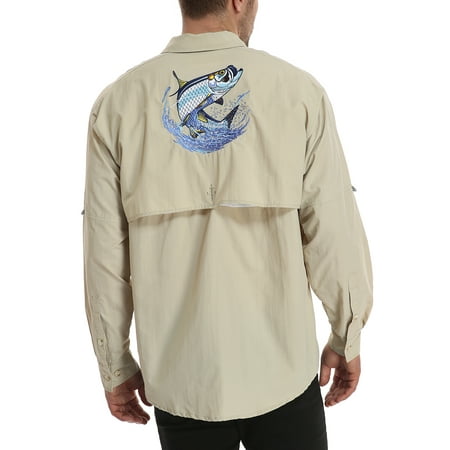 LRD Men s UPF 30 Long Sleeve Button Down Fishing Shirts Tarpon M
