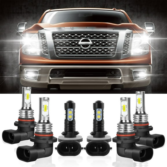 For Nissan Titan 2004-2018 6x LED Headlight High Low Beam Fog Light Bulbs Kit