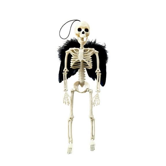 Halloween Skeleton Decorations, 16inch Halloween Skeleton with Feather Wings Full Body Posable Movable Jonints for Halloween Party Home Decoration