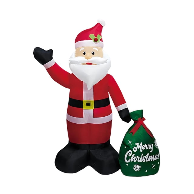 Papá Noel inflable de 120 cm (47,24 pulgadas) para decoración navideña de jardín. Incluye bolsa de regalo y luces LED. Ideal para fiestas, patios y ja