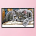 thumbnail image 3 of Cuadros Decorativos DIY Print 14CT Kit de sellos Costura Punto de cruz Obra de arte (DA253 Gato negro) Likrtyny  embutido en tela, 3 of 9