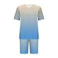 thumbnail image 5 of DDAPJ pyju Women 2 Piece Outfits Summer Casual Sweatsuits Gradient Printed T-Shirts and Biker Shorts Workout Jogger Sets Ofertas relámpago Light Blue XL, 5 of 6