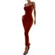 thumbnail image 4 of VISgogo Vestido largo para mujer, tirantes finos con cordones en la espalda, ajustado, ajustado, para fiesta, cóctel VISgogo  moda, 4 of 9