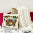 thumbnail image 3 of Merry Christmas Pillow Covers Red and Green Holly Berry Xmas Stocking Gifts Fireplace Pattern Throw Pillow Cases Winter Peace & Cozy Christmas Decorations Pillow Cover 20x20 Inch Cotton Linen, 3 of 6