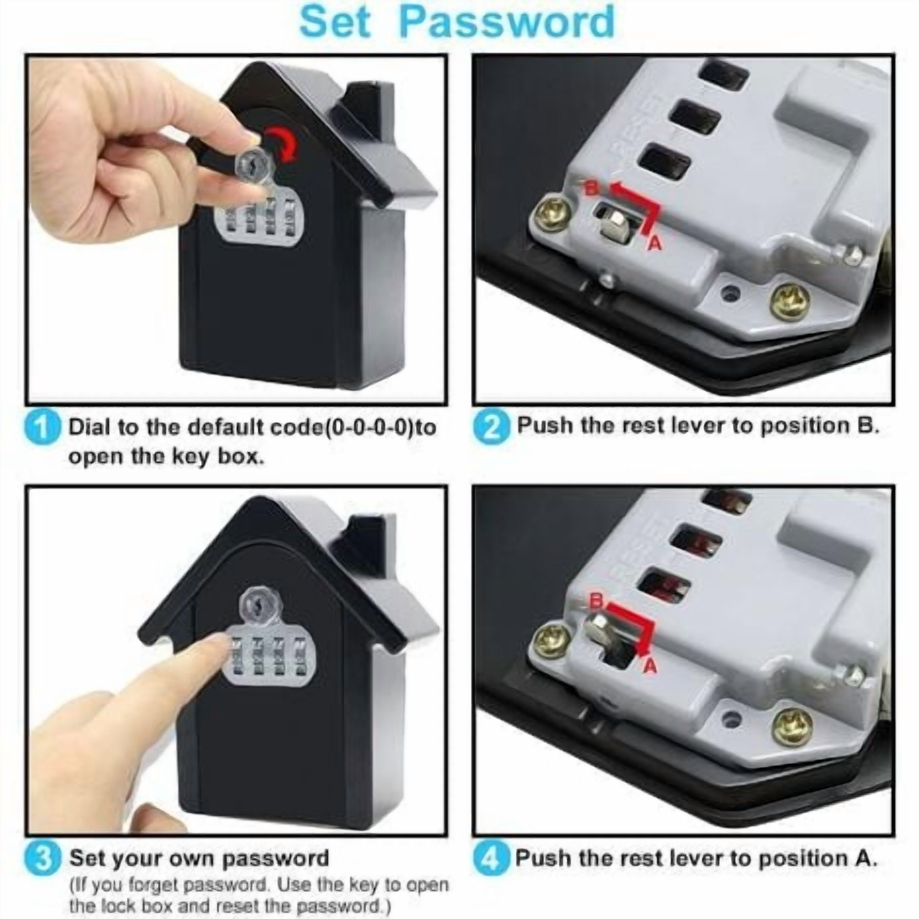Wall Mounted Key Safe Box with Digital Code & Emergency Keys, Large Key Safe Box XL Size Outdoor Key Box for Home, Office, Factory, Garages (Black)