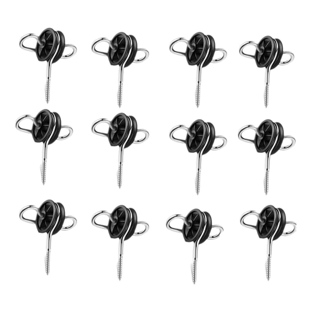 12 anclajes para manijas de cercas eléctricas, aisladores de alambre, negro, 2 anillos, aisladores para cercas eléctricas para postes de madera.