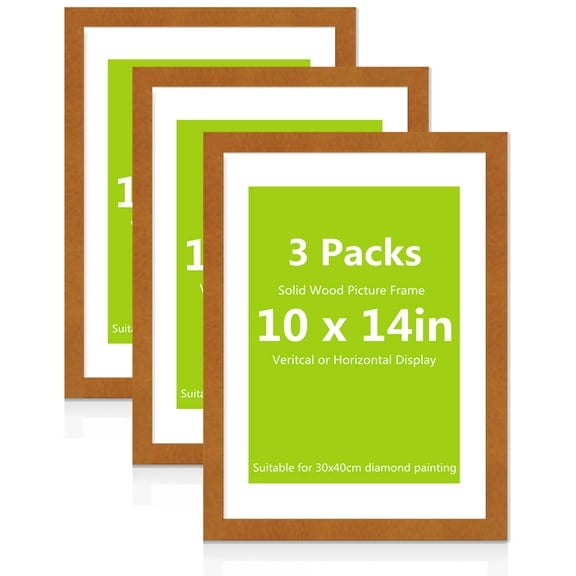 3-Pack Diamond Painting Wooden Frames, Natural Wood Frames with Plexiglass Compatible with 12x16 in/30x40cm Size Diamond Paintings or Photos - Walnut