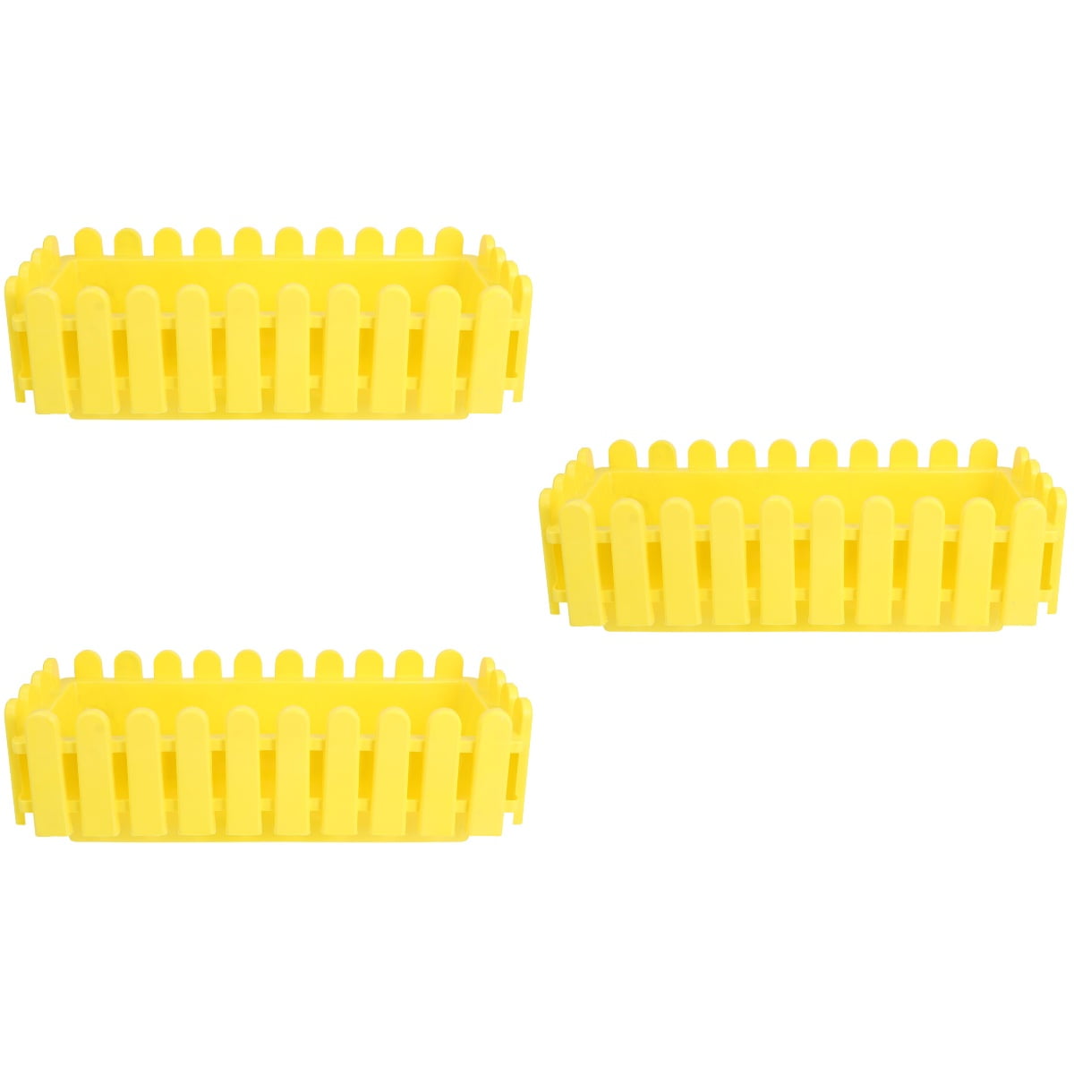 CRILSTYLEO Durable Yellow PP Resin Rectangular Flower Container for Outdoor Use 3Pcs