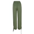 thumbnail image 5 of DuoJiaJ Women's Solid Color Casual Loose Elastic Waist Drawstring Harem Casual Pants Women's Wide Leg Pants Green L, 5 of 5