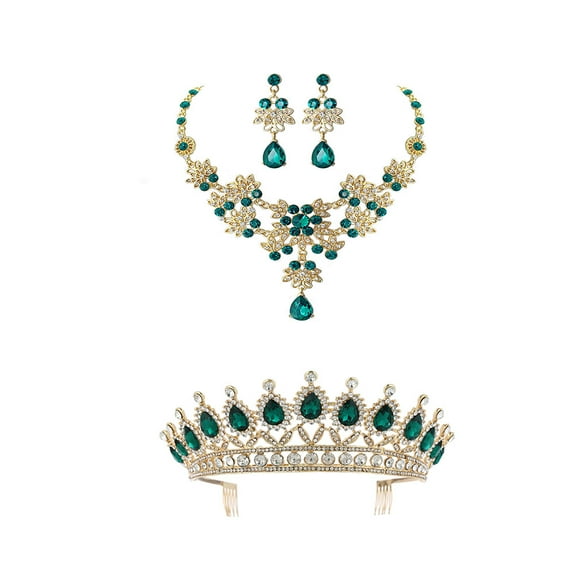 Women Jewelry Set Tiara Set with Earrings and Necklace Jewelry Set for Wedding Costume Hair Accessories