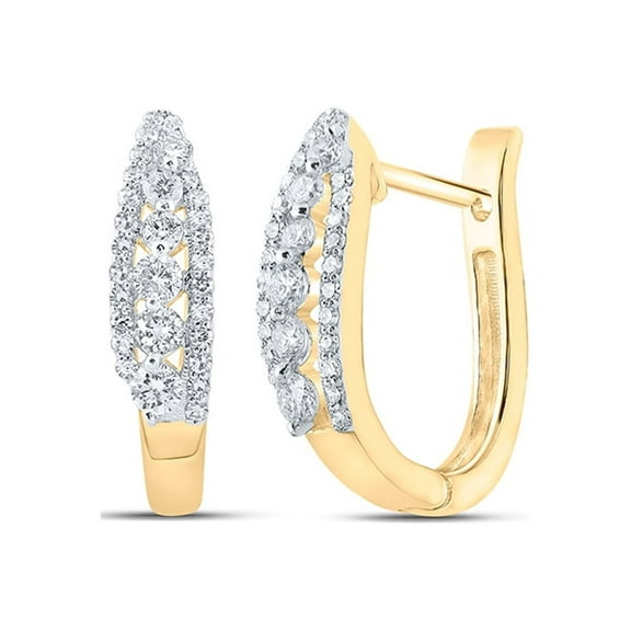 10kt Yellow Gold Womens Round Diamond Hoop Earrings 1/2 Cttw