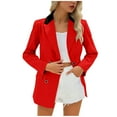 thumbnail image 2 of Dgankt Blazers for Women Contrasting Long Sleeved Double Pocket Buttoned Turndown Collar Blazer,Size S-4XL, 2 of 8