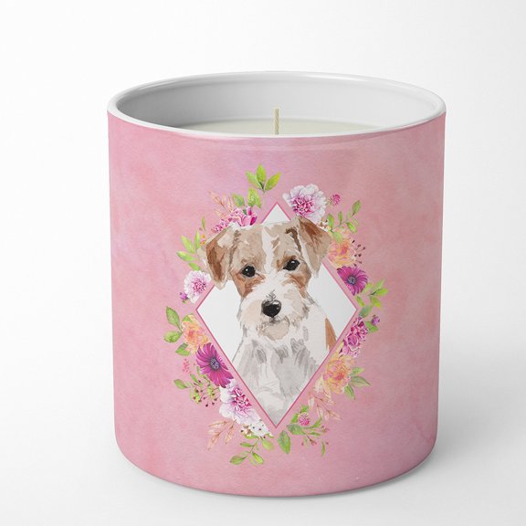 Carolines Treasures CK4198CDL Jack Russell Terrier Soy Candle 10 oz Decorative Gift Scented Soy Candles for Home Pink