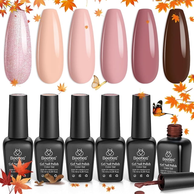 Set de esmaltes en gel Beetles Nude Symphony, 6 colores, para mujer