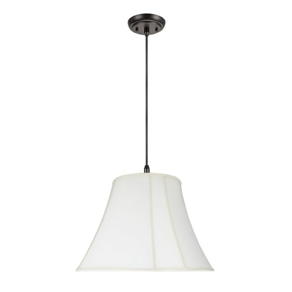 Aspen Creative 70029 Two-Light Hanging Pendant Ceiling Light with Transitional Bell Curve Corner Fabric Lamp Shade, Off White, 18" width