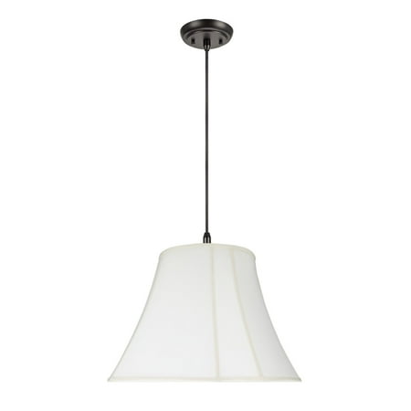 Corner Ceiling Lamp Aspen Creative 70029 Two-Light Hanging Pendant Ceiling Light with Transitional Bell Curve Corner Fabric Lamp Shade, Off White, 18