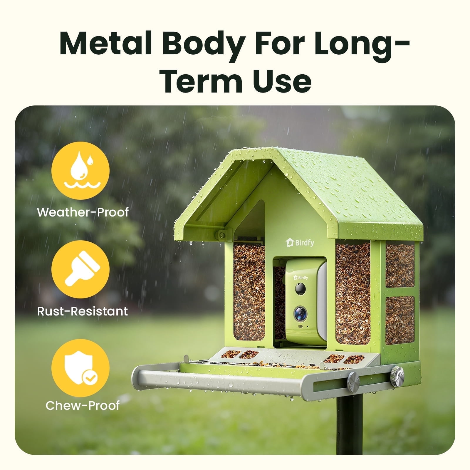 Birdfy Smart Bird Feeder with Camera, AI Bird Identification, Auto Visits & Notifications, Free App, Metal Build – Holds Up to 2.5L Bird Seed, Ideal Bird Lover Gift