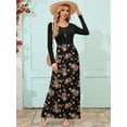 thumbnail image 5 of Chiclily Women's Long Sleeve Loose Plain Maxi Dresses Casual Long Dresses with Pockets, Peach Blossom L, 5 of 6