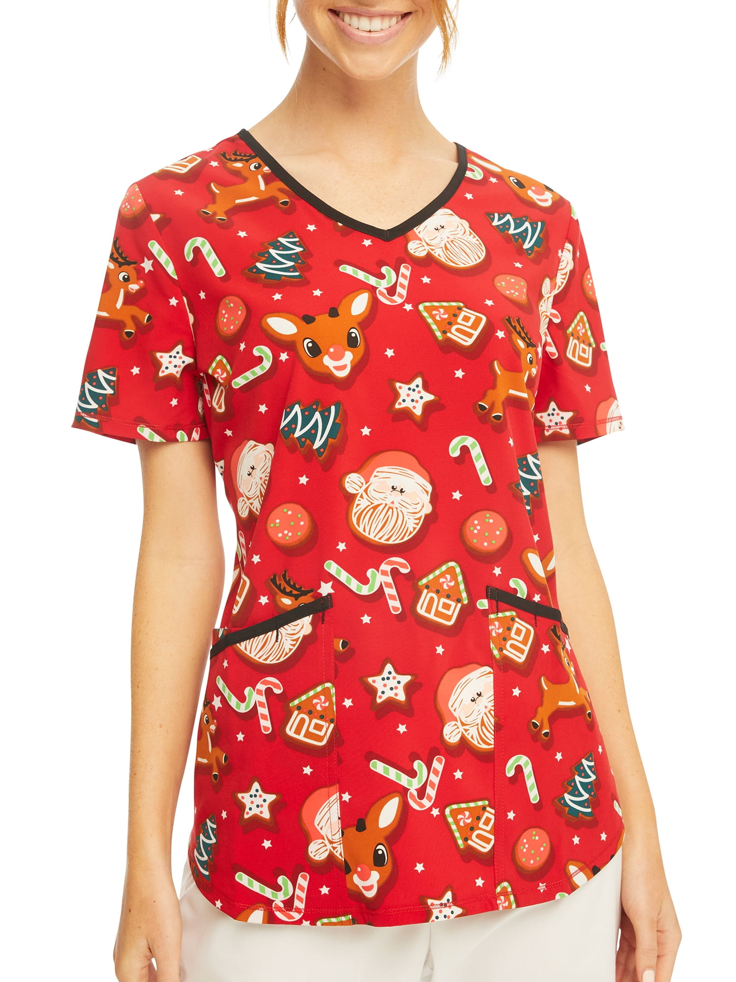 Scrubstar Women's Seuss The Grinch Get Your Grinch On VNeck Print