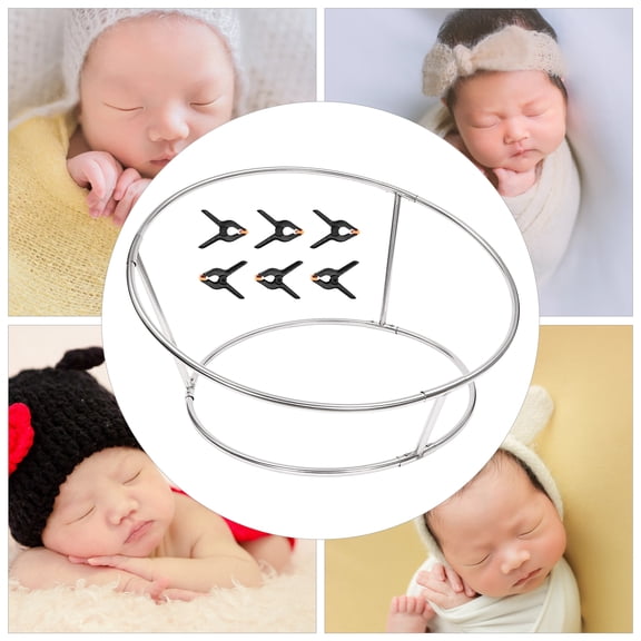 Assembly Round Newborn Photography Stand Floor Mounted Silver for Rugs Cushions Pillows Baby Photoshoot