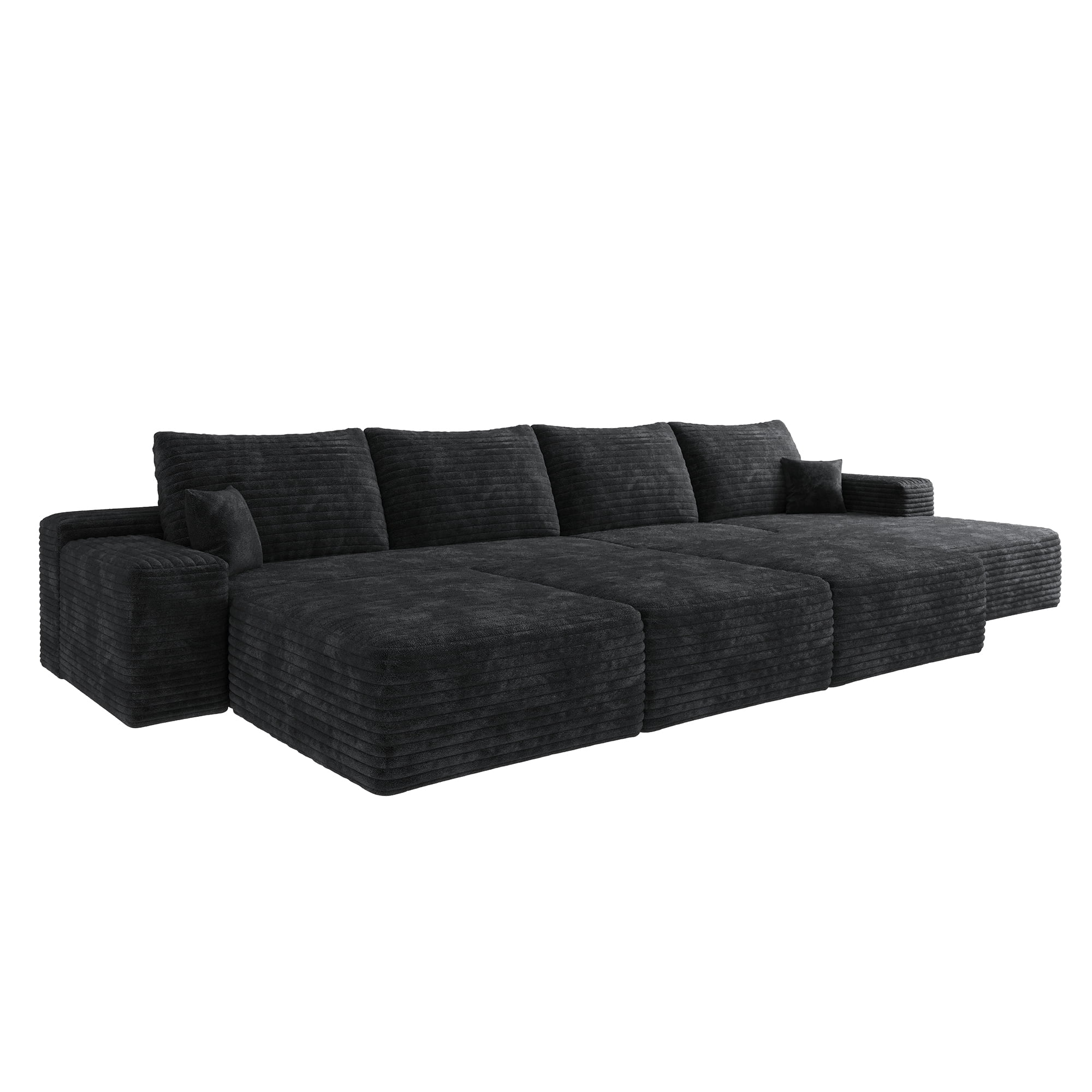 MAYEERTY 135" Black Large 6-Seat Modular Cloud Sofa No Assembly Stylish Oversized Furniture