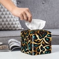 thumbnail image 6 of KLL Teal Leopard Print Tissue Box Cover,Leather Tissue Holder Square Facial Tissue Case Facial Paper Organizer Dispenser for Bathroom, Vanity Countertop, 6 of 7