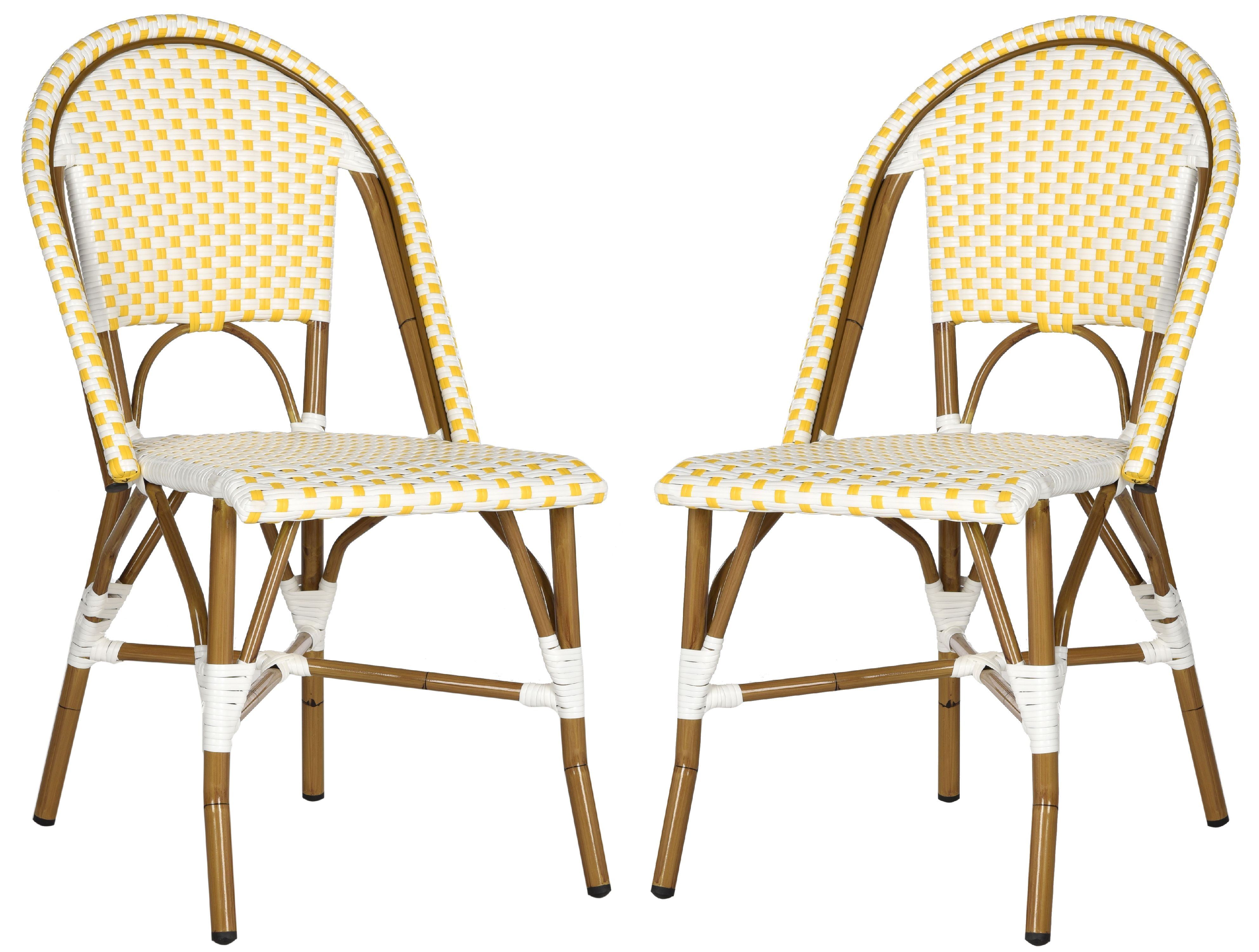 Safavieh Salcha Outdoor Bistro Side Chair, Set of 2 - Yellow/White