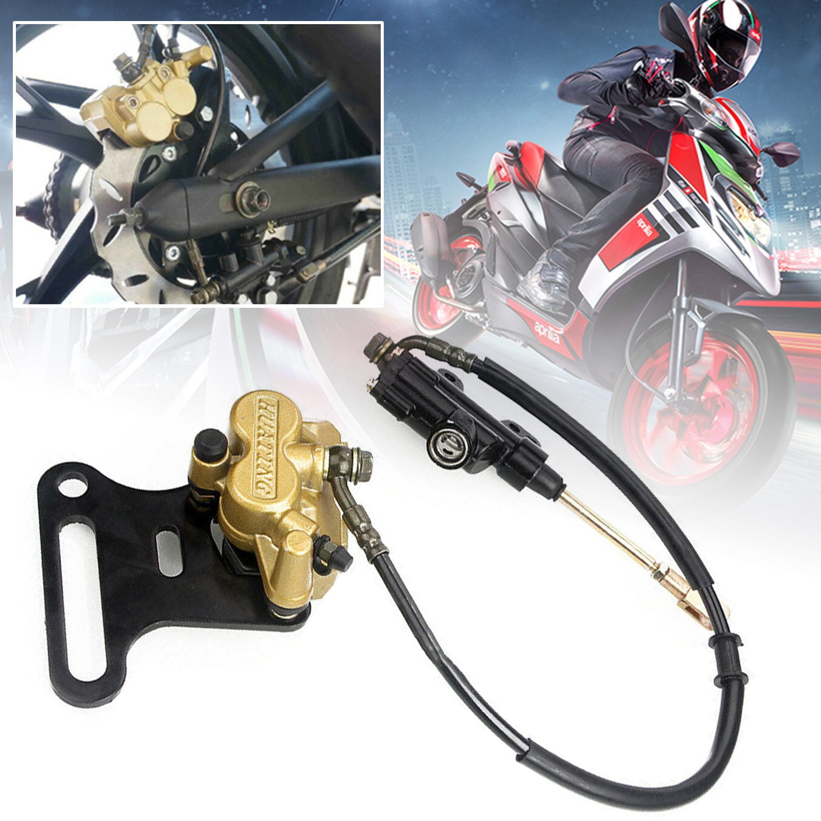 Direct replacement 48 cm Cable Hydraulic Rear Disc Brake Caliper with Master Cylinder & Brake Pads Brake System Fit 110cc 125cc 140cc 150cc PIT PRO PIT Bike Trail Bike Dirt Bike Easy Installation 