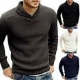 thumbnail image 1 of Men Autumn Winter Lapel Collar Long Sleeve Thick Warm Knitted Pullover Sweater, 1 of 8