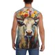 thumbnail image 4 of Fotbe Oil Painting Flower Cow Men's Camiseta sin Mangas Estampada para Hombres, Playera Casual para Gimnasio, Entrenamiento, Playa-Large, 4 of 7