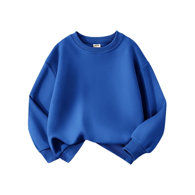 Chandail à Col Rond de Base pour Tout-Petits Enfants Bébés Garçons Filles, Chandail Molletonné à Enfiler, Chandail à Capuchon Uni pour Enfants, Manteau Hauts Bleu 110/3 A-4 A
